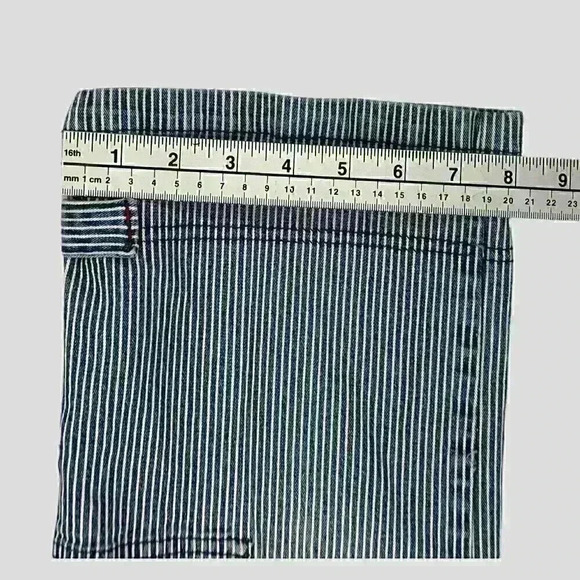 COTTON‎ GINNY ladies jean capri size 9 - blue and white striped - Picture 11 of 13